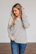 Always Be Me Knit Raglan Top- Heather Grey & Beige