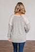 Always Be Me Knit Raglan Top- Heather Grey & Beige