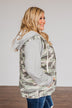 Lets Go Explore Hooded Lightweight Jacket- Camo & Grey