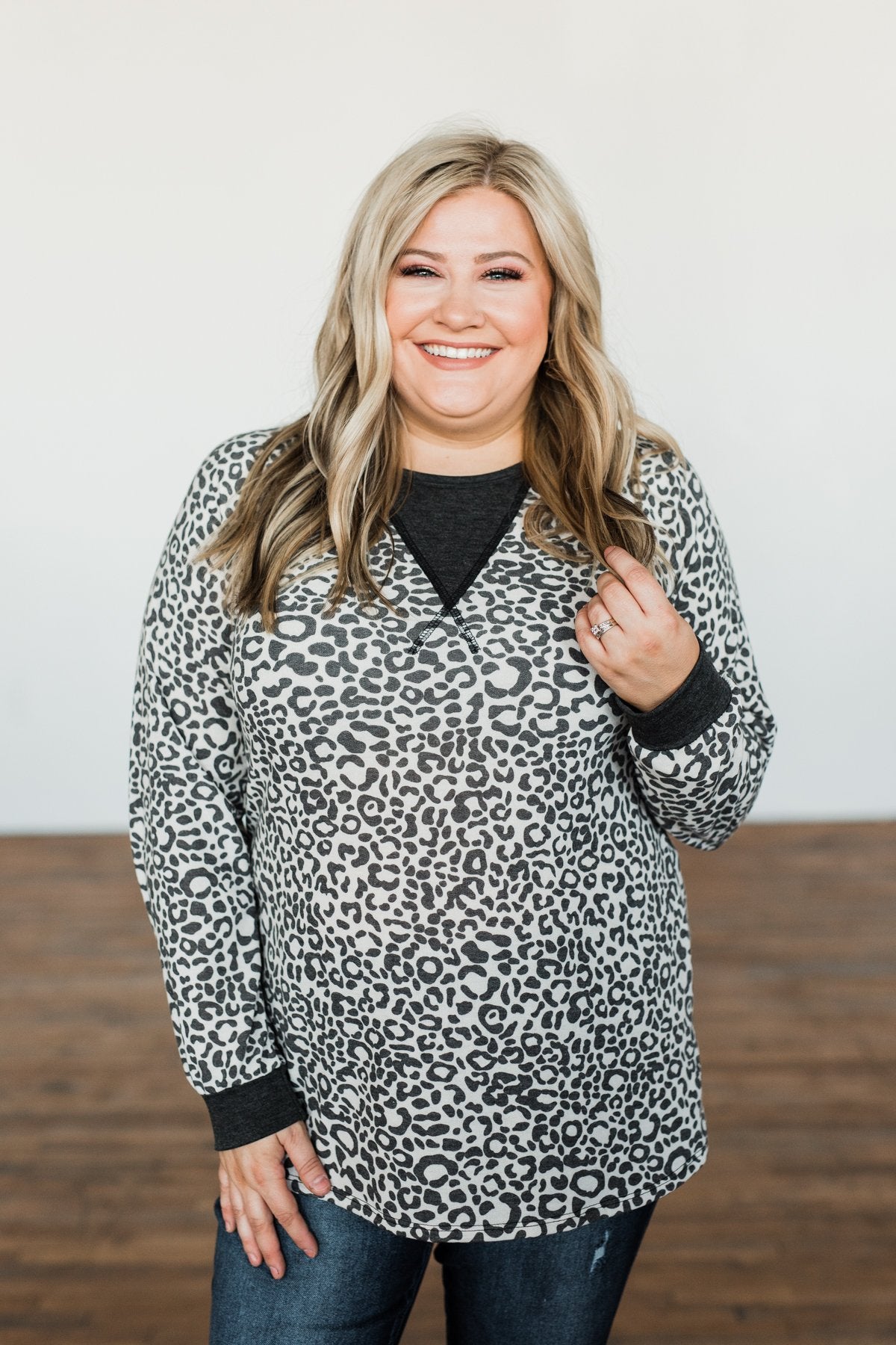 Going Wild Leopard Top- Charcoal & Cream