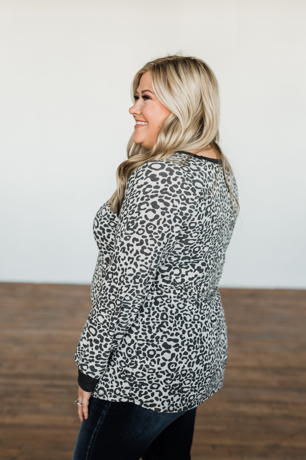 Going Wild Leopard Top- Charcoal & Cream