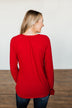 Sail Away With Me Knit Button Top- Holiday Red