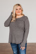 Fireside Memories Long Sleeve Top- Charcoal