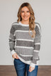 Winter Is In The Air Knit Sweater- Charcoal & Ivory