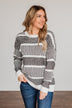 Winter Is In The Air Knit Sweater- Charcoal & Ivory