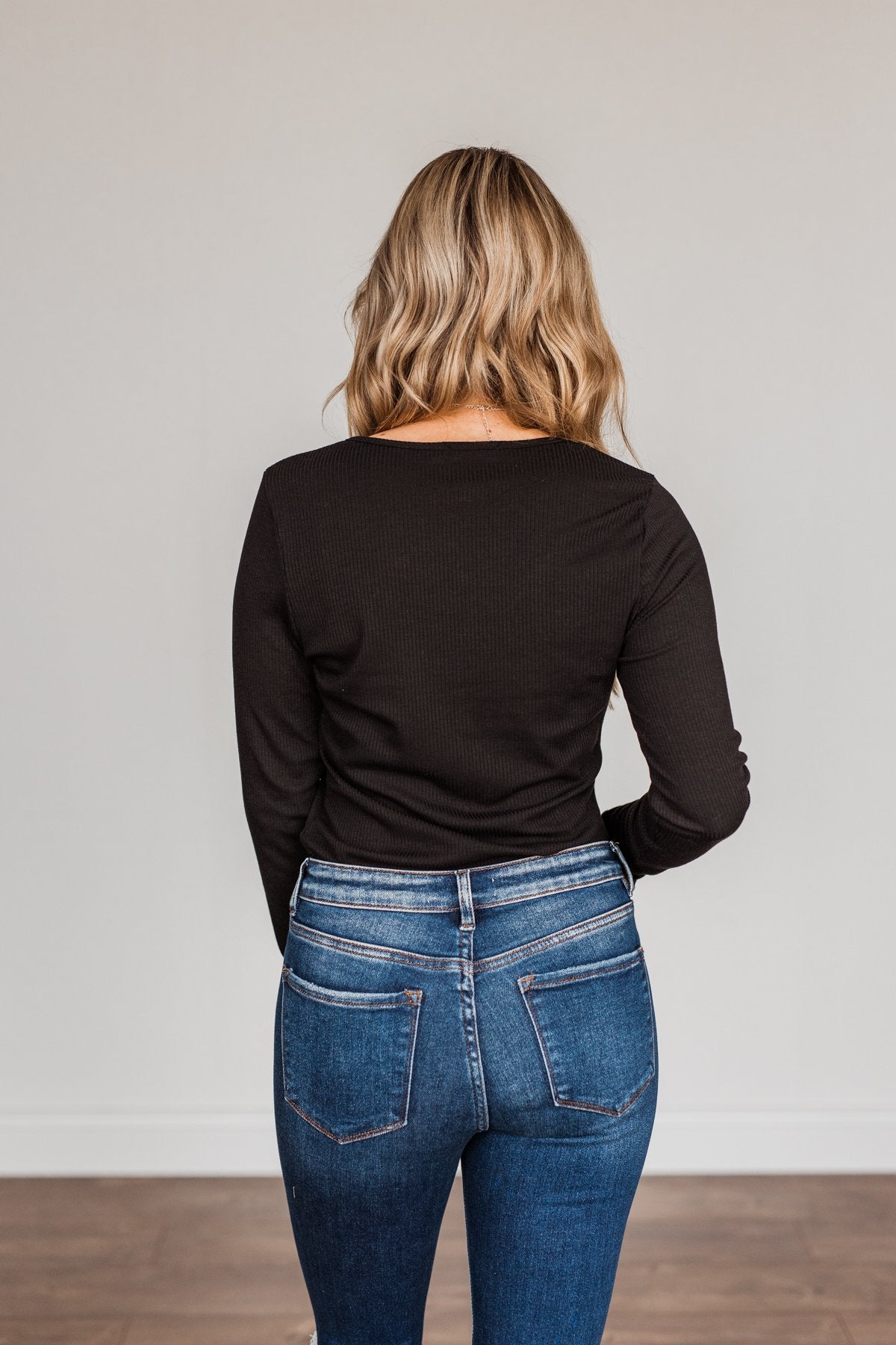Dress Me Up Henley Bodysuit- Black