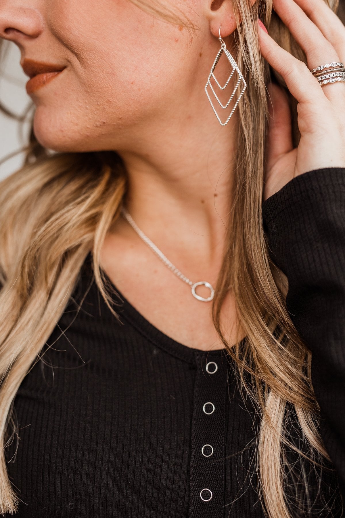 Shining Moments Tiered Dangle Earrings- Silver