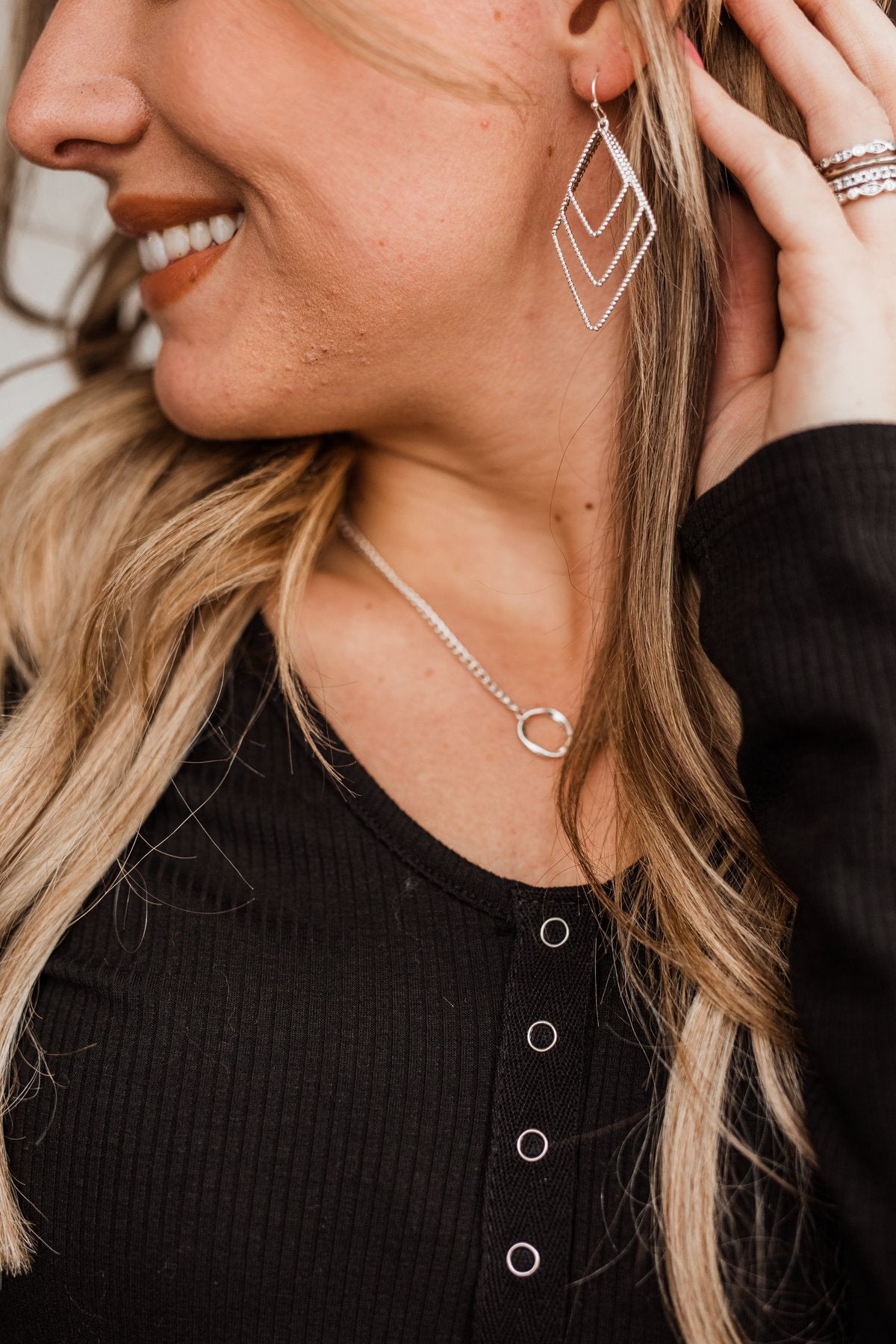 Shining Moments Tiered Dangle Earrings- Silver