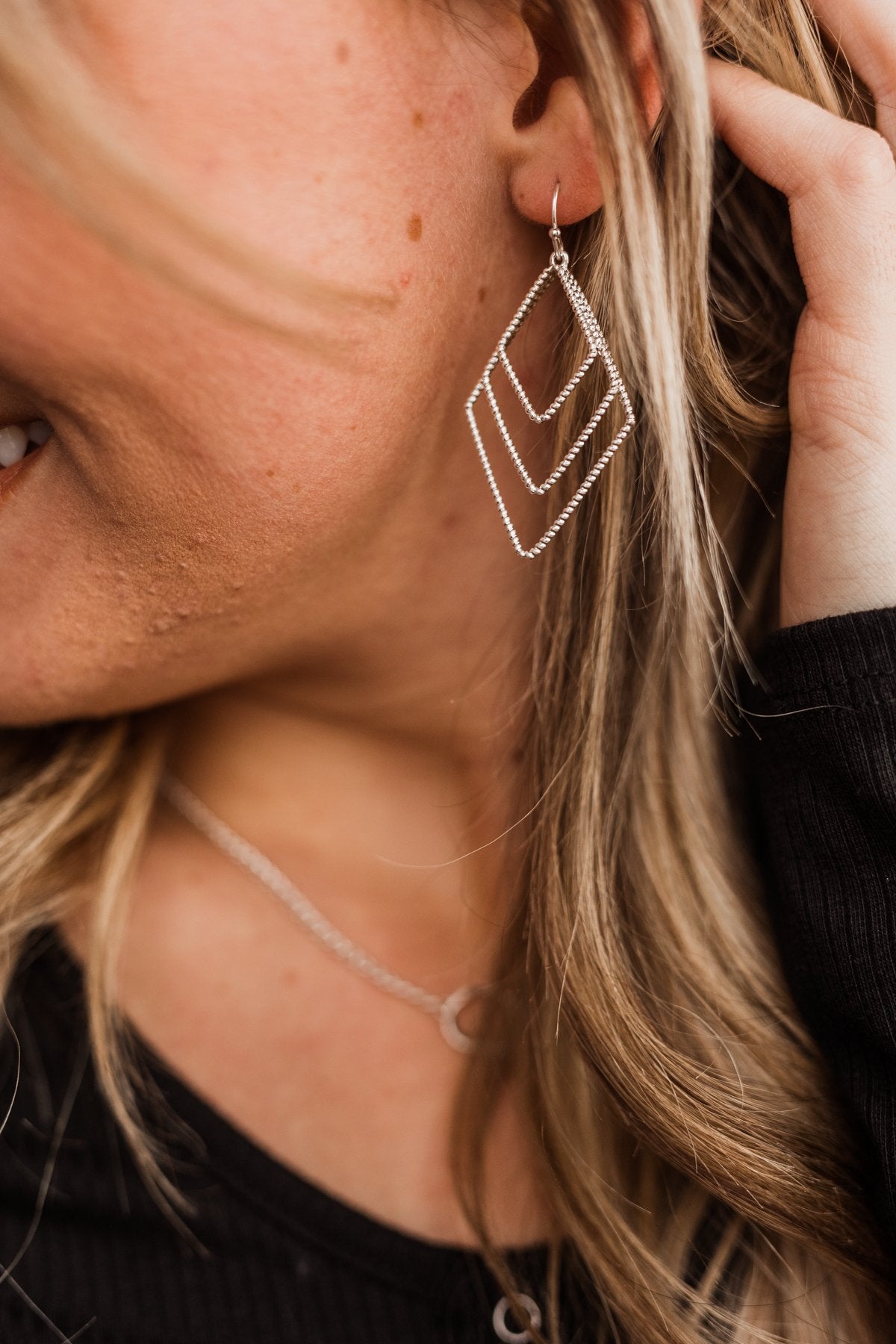 Shining Moments Tiered Dangle Earrings- Silver