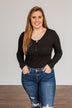 Dress Me Up Henley Bodysuit- Black