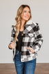 Cute & Cuddly Plaid Button Jacket- Black & White