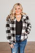 Cute & Cuddly Plaid Button Jacket- Black & White