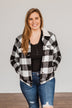 Cute & Cuddly Plaid Button Jacket- Black & White