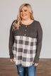 Loving Every Second Plaid Babydoll Top- Charcoal