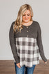 Loving Every Second Plaid Babydoll Top- Charcoal