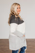 Falling Beauty Color Block Cardigan- Charcoal & Ivory