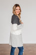 Falling Beauty Color Block Cardigan- Charcoal & Ivory