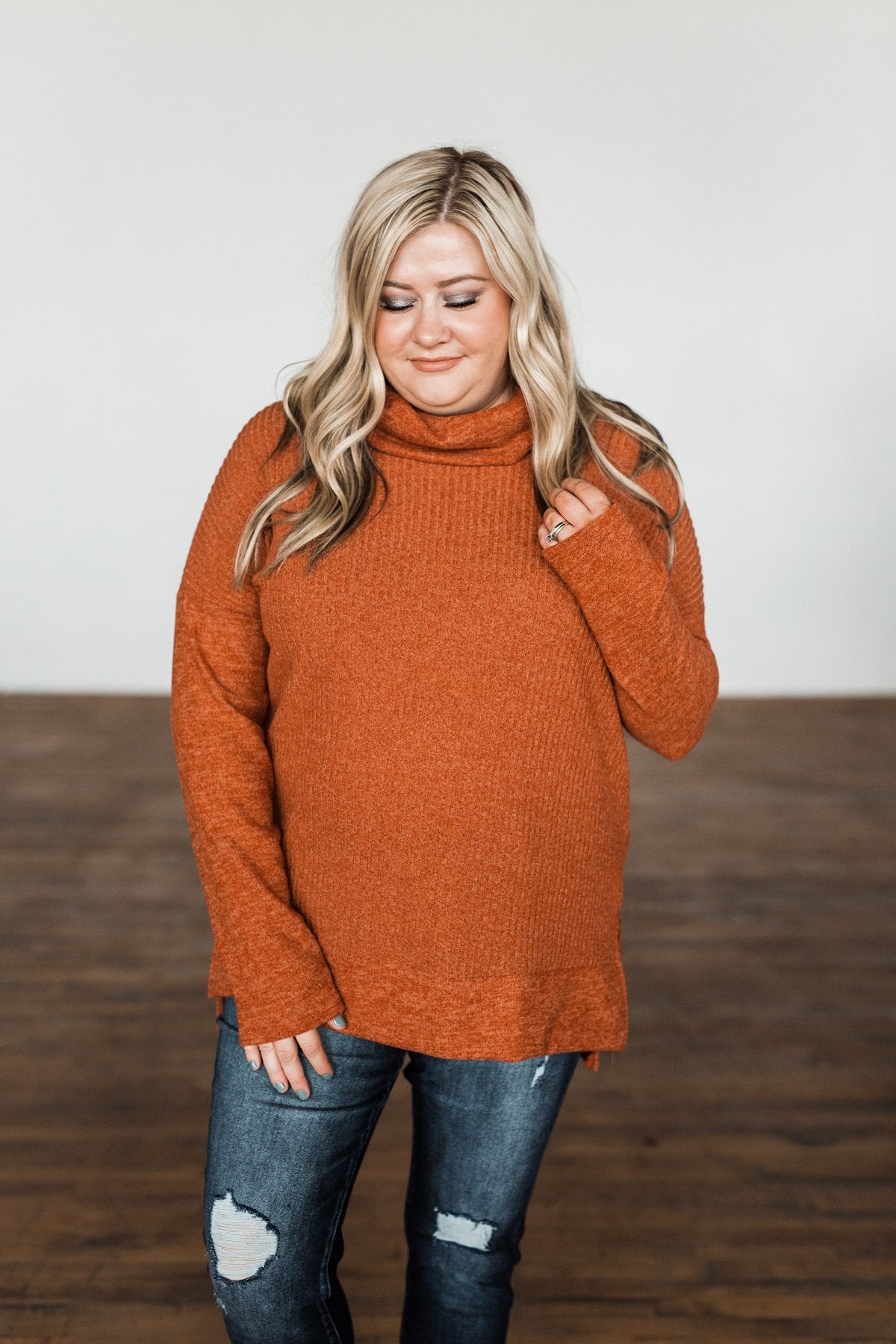 Cherishing Moments Turtle Neck Sweater- Cinnamon