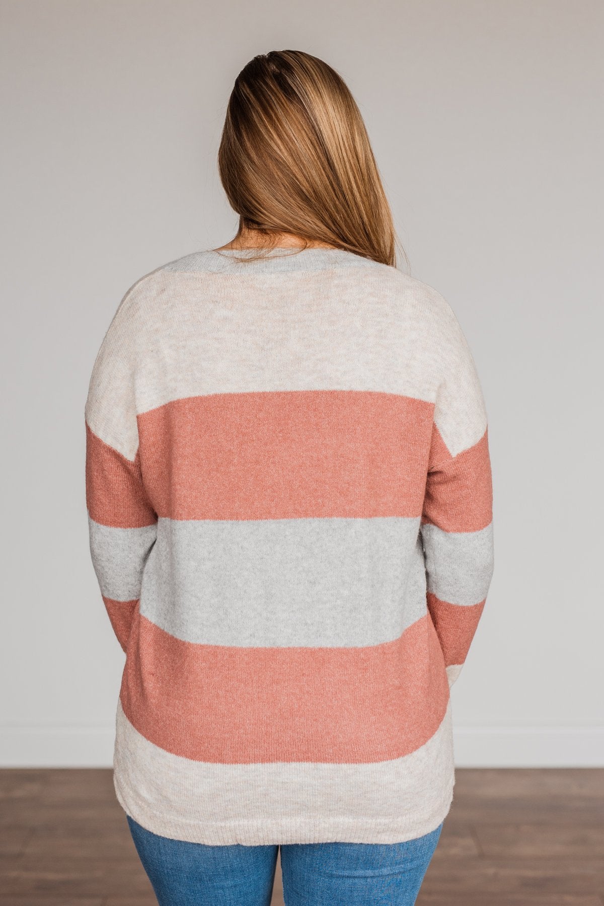 Blissful Feelings Color Block Sweater- Oatmeal & Mauve