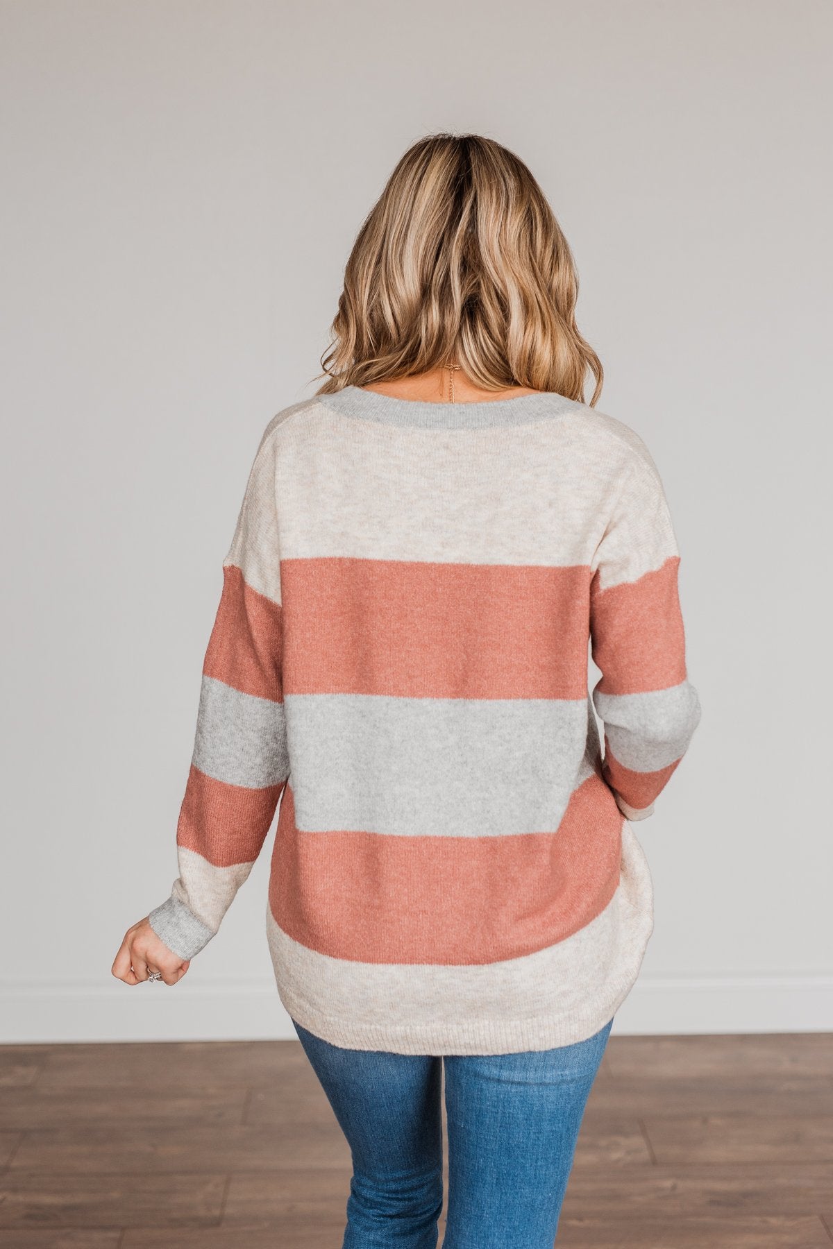 Blissful Feelings Color Block Sweater- Oatmeal & Mauve