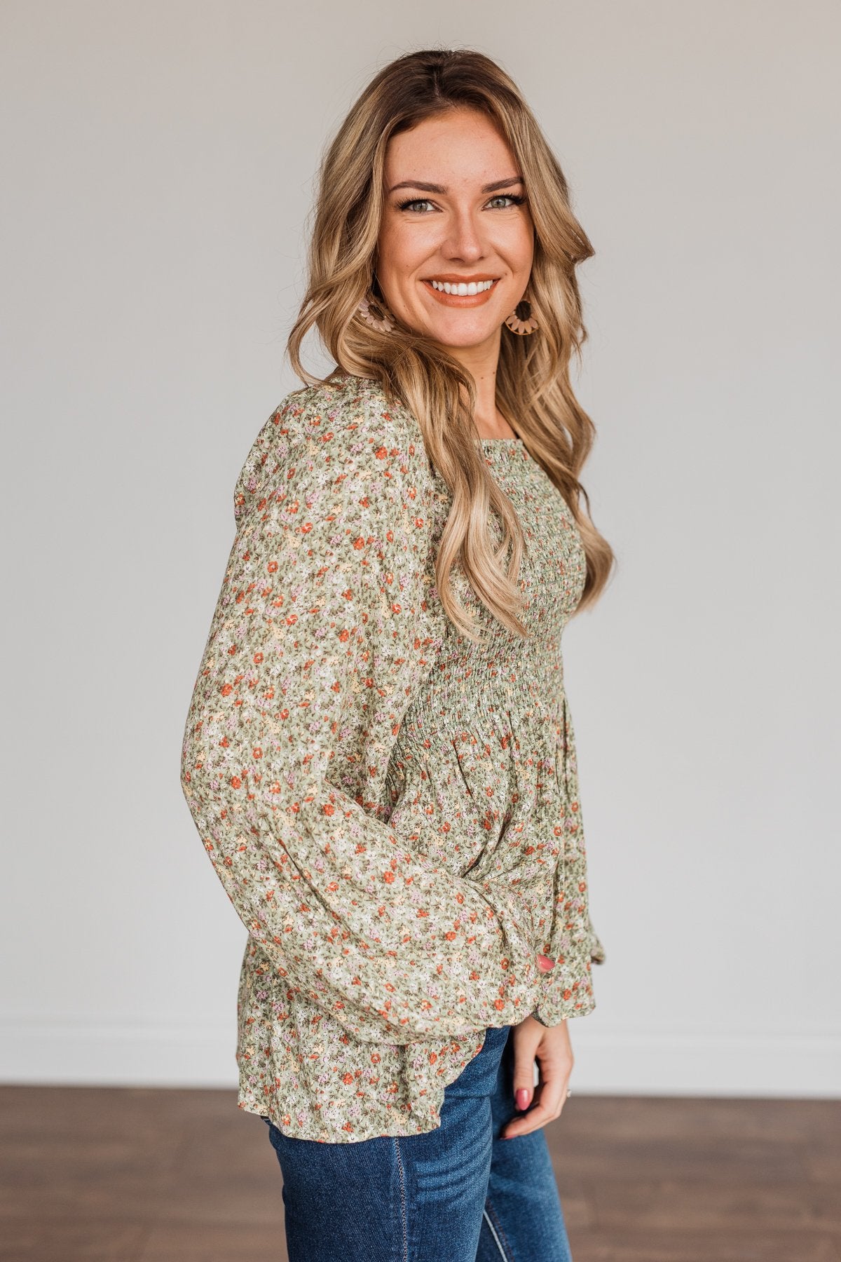 Going In Style Smock Babydoll Top- Light Olive