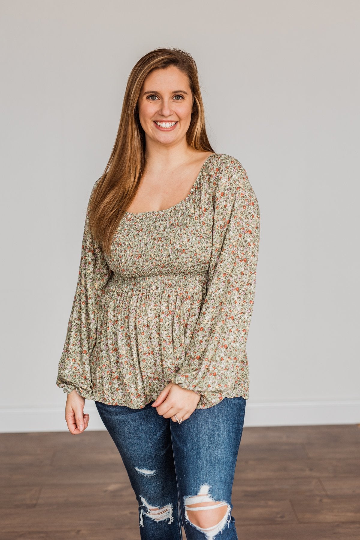 Going In Style Smock Babydoll Top- Light Olive