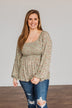 Going In Style Smock Babydoll Top- Light Olive