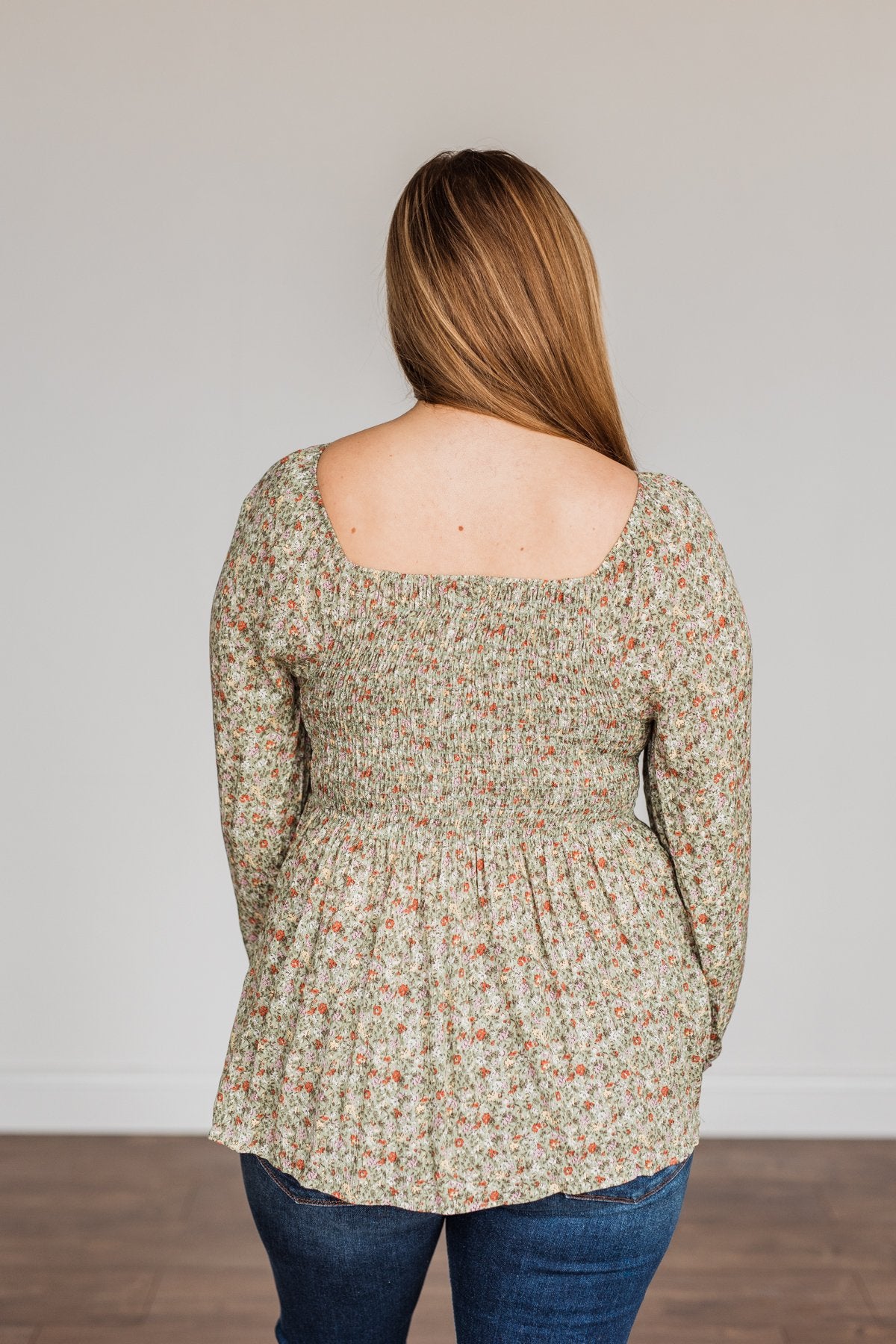 Going In Style Smock Babydoll Top- Light Olive