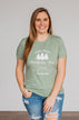 "Farm Fresh Christmas Trees" Graphic Tee- Sage