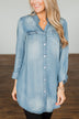 Out Of The Blue Chambray Dress- Medium Wash