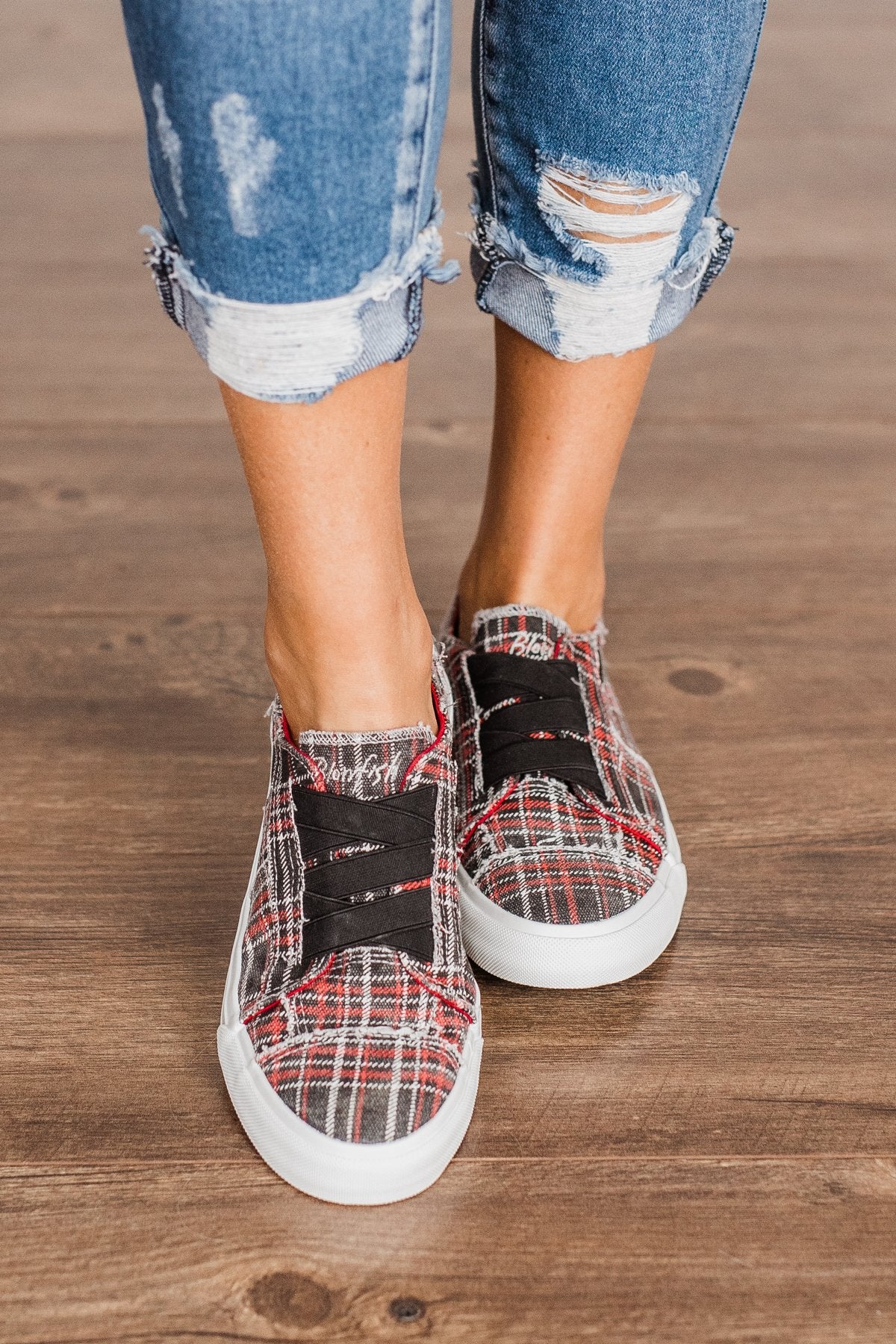 Blowfish Marley Sneakers Red Take Back Plaid The Pulse Boutique
