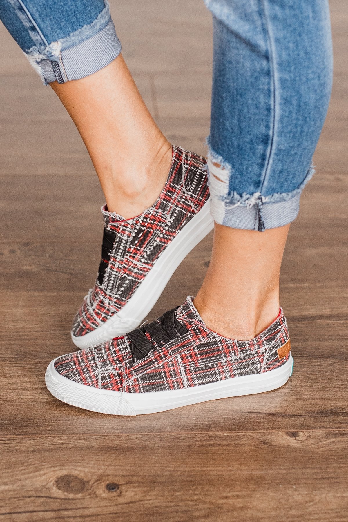 Blowfish Marley Sneakers- Red Take Back Plaid - Main Image