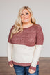 On The Daily Pocket Sweater- Burgundy & Oatmeal
