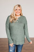 Soft Gazes Button Long Sleeve Top- Hunter Green
