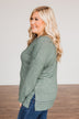 Soft Gazes Button Long Sleeve Top- Hunter Green