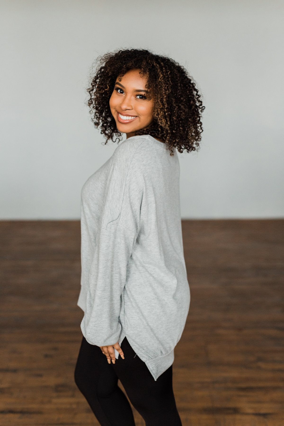 Dreaming Of The Day Oversized Pullover Top- Light Grey