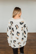 Wild One Animal Print Quarter Zip Pullover- Ivory, Black, Taupe