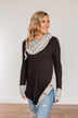 Nights With You Long Cowl Neck Top- Black