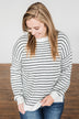 Feeling Fabulous Striped Knit Sweater- Ivory & Charcoal