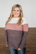 Lookin' Cute In A Color Block Top- Ivory, Dusty Mauve, Plum