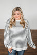 Feeling Fabulous Striped Knit Sweater- Ivory & Charcoal