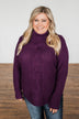 Caught In A Daydream Turtle Neck Sweater- Eggplant