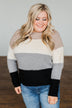 Dear To My Heart Color Block Sweater- Grey, Black, Taupe, Ivory