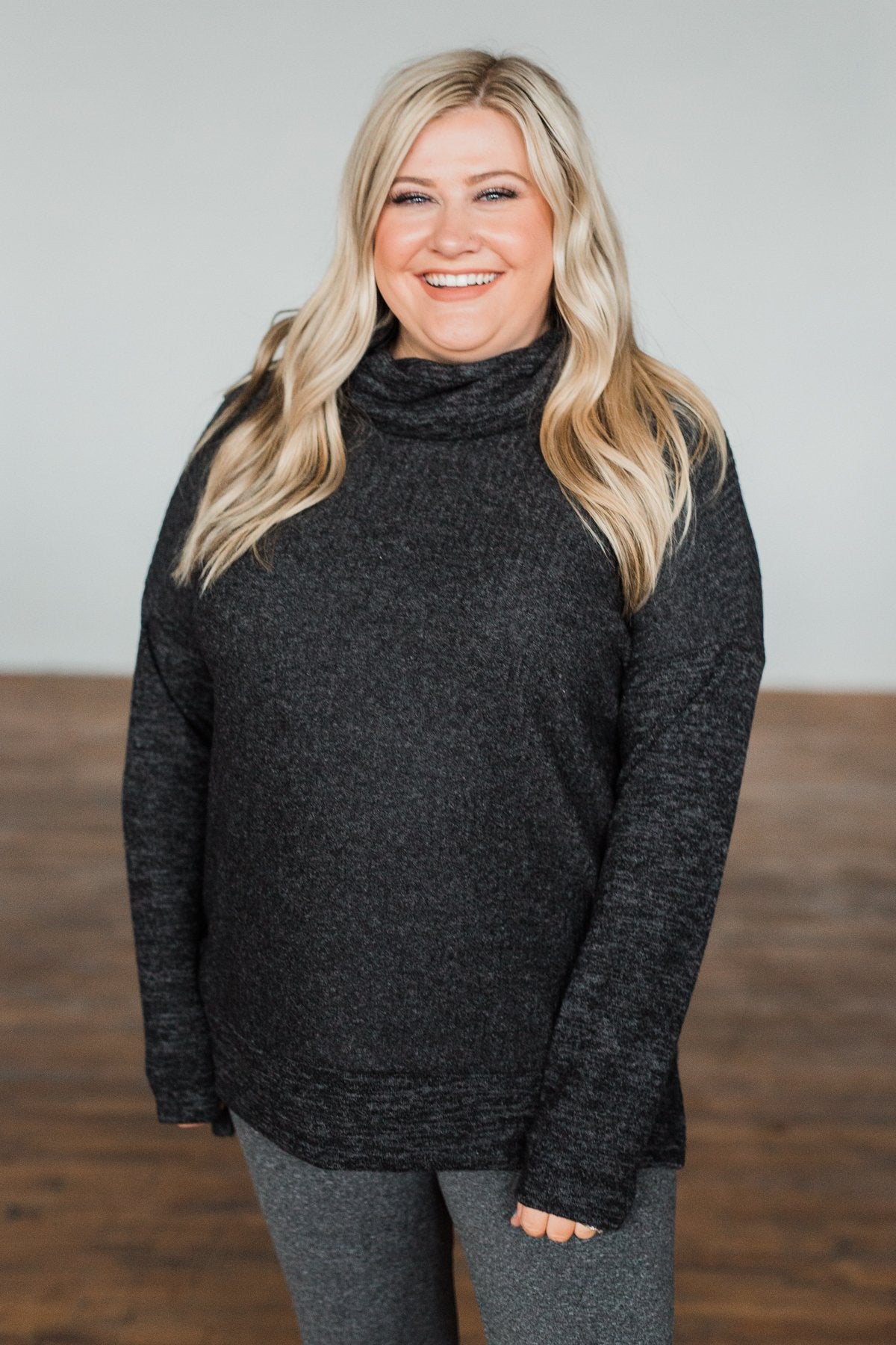 Cherishing Moments Turtle Neck Sweater- Heathered Black