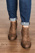 Blowfish Lassoh Booties- Taupe Prospector & Bronze Draped Micro Fiber