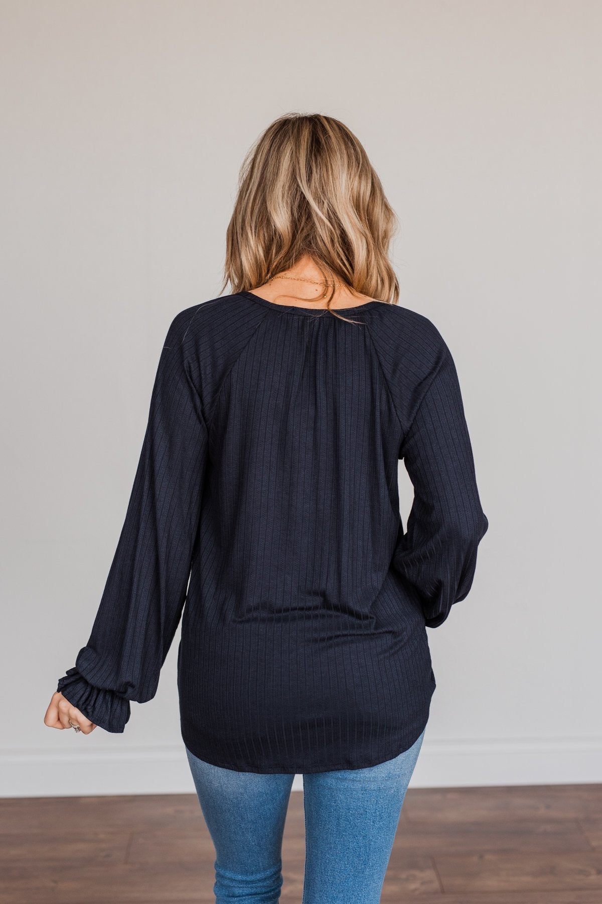 Sail Away With Me Knit Button Top- Navy