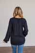 Sail Away With Me Knit Button Top- Navy