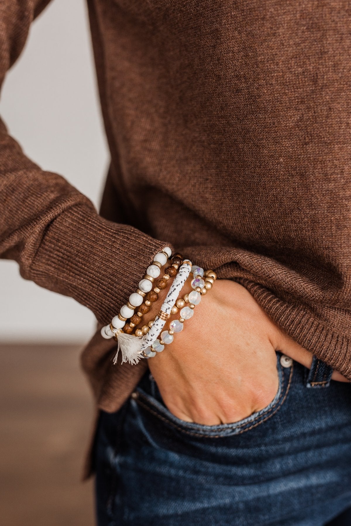 Making Snow Angels Stackable Beaded Bracelet Set- Ivory