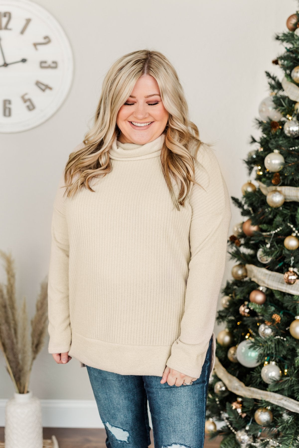 Cherishing Moments Turtle Neck Sweater- Oatmeal