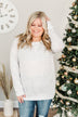 Just Go With It Long Sleeve Leopard Top- Off White & Silver
